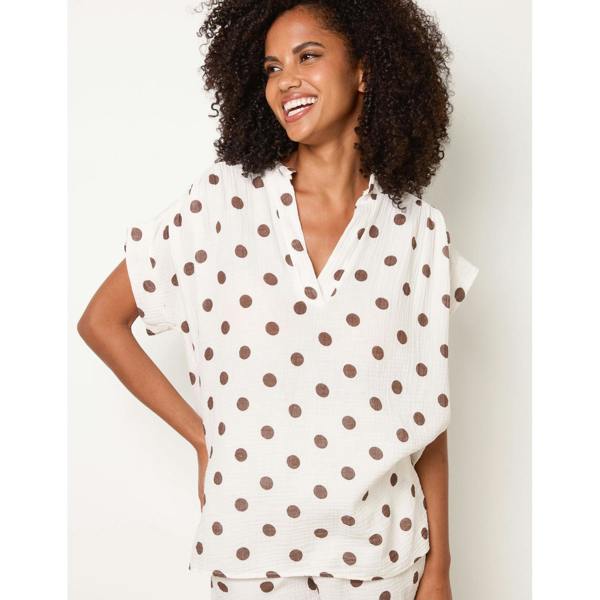 Blue Vanilla Cheesecloth Polka Dot Short Set
