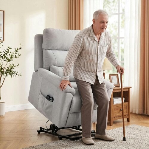 HOMCOM Power Lift Recliner, Lift Chair with Massage and Heat, Light Grey