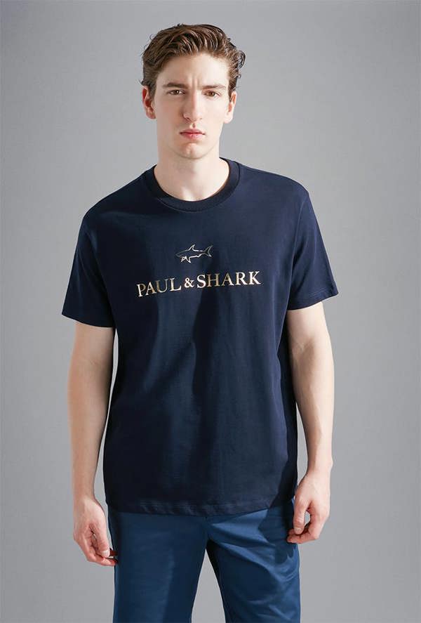 Paul & Shark Men's Cotton Jersey T-Shirt with Printed Logo