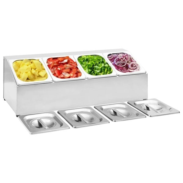 Berkfield Gastronorm Container Holder with 4 GN 1/6 Pan Stainless Steel