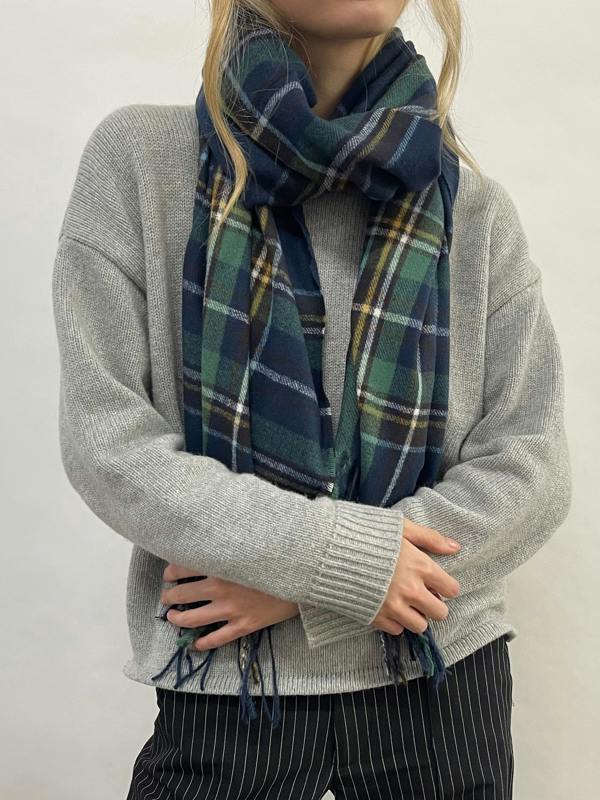 Tartan Woven with Tassels Blue Multi - svnx