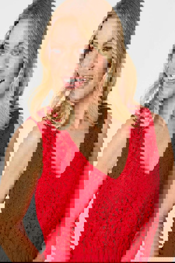 Red | Crochet Detail Sleeveless Midi Dress