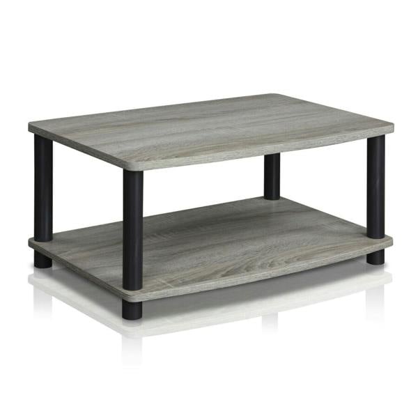 WALPLUS Modern Furniture Piece for Stylish and Functional Home Use | 13191GYW/BK Turn N Tube No Tools 2 Tier Elevated TV Stands, Oak Grey/Black