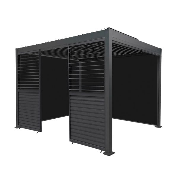 Monstershop Aluminium Pergola With Anthracite Blinds & 2 Shutter Panels - 3m x 3m
