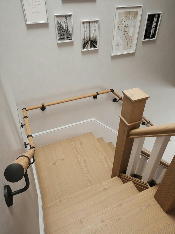 Handrails Direct Stoneleigh Red Oak Quarter Landing Handrail
