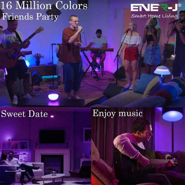 ENER-J 5W GU10 Smart WiFi LED Bulb, Dimmable RGB & Tunable White Spotlight, Alexa & Google Home Compatible - Single Pack