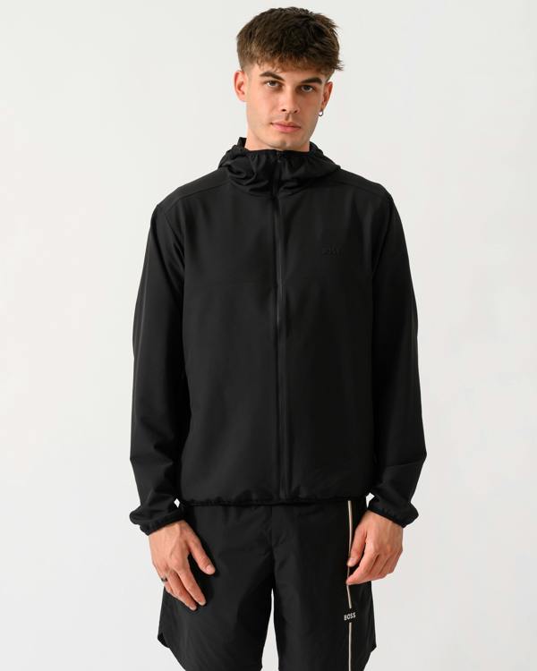 wide shot of model wearing a BOSS Green CommuterPro Mens Jacket in Black 001