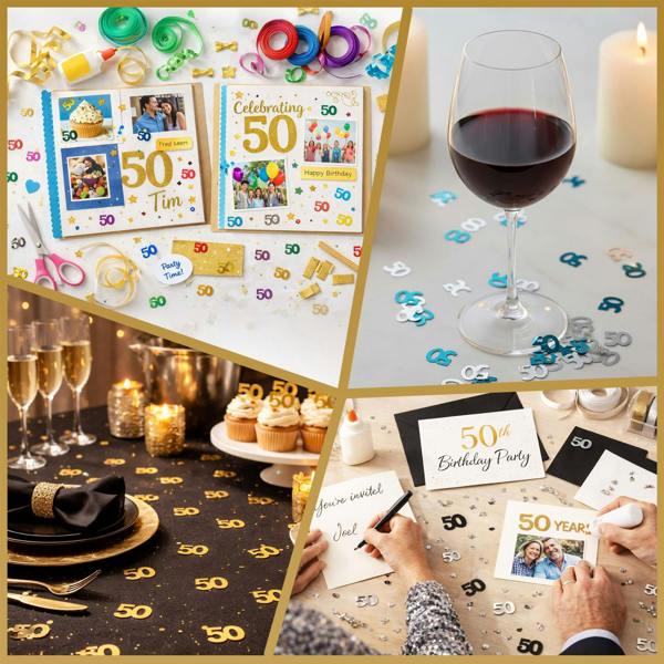 50th Birthday Black and Silver Metallic Confetti Pack for Party Tables and Decorations image 4