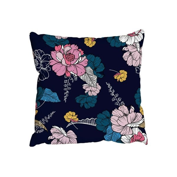 Benjamin Tate Design Dark blooming flower night and foliage in hand drawn style for fashion fabric (Outdoor Cushion)