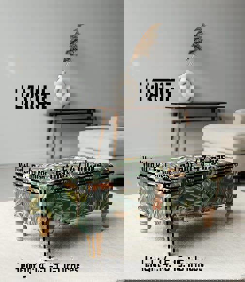 Green Floral Soft Vevet coffee table Ottoman Storage | premium Patterned Footstool Pouffe| - ISTOOLS