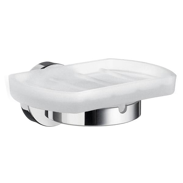 Polished chrome and frosted glass soap dish