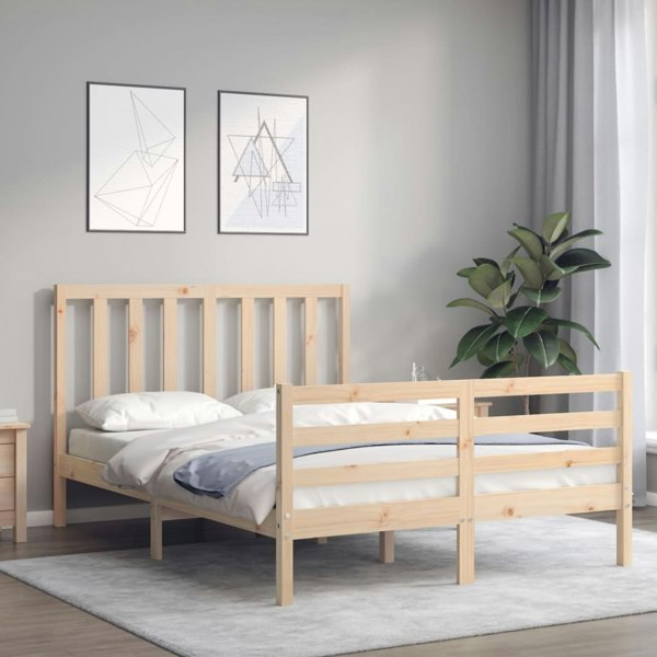 Berkfield Bed Frame with Headboard Double Solid Wood