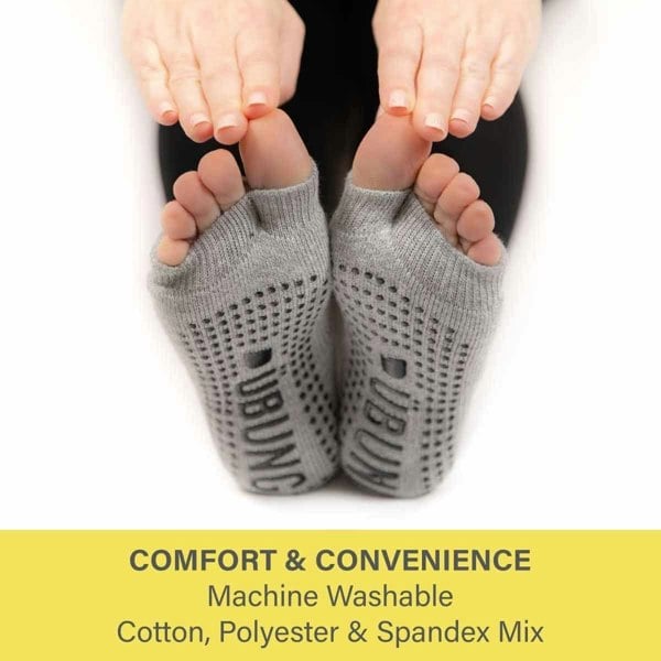 Ubung Grey Yoga CAL173 Non Slip Open Toe Socks Packs of 12 Size 4-9 UK Size