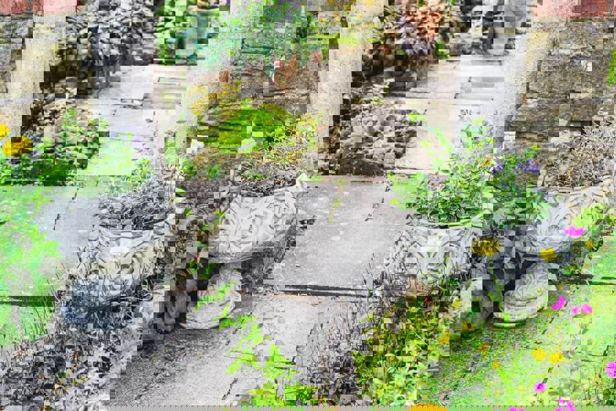 Pair of Large Leaf Design Garden Vases