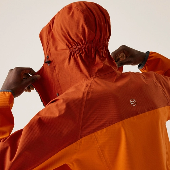 Regatta Great Outdoors Mens Imber II Lightweight Waterproof Jacket - Magma Orange/Burnt Tikka Red