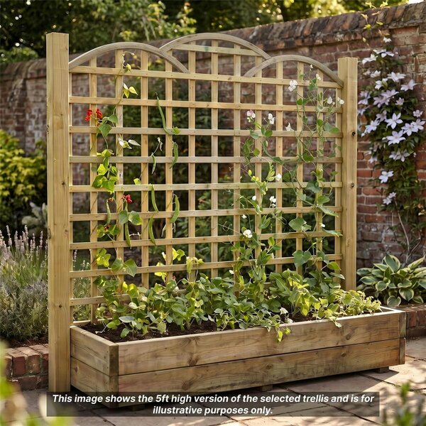 Premier Garden Supplies Standard Triple Dome Top Fence Panel Topper 6ft x 1-5ft Garden Trellis Decorative Cloud Lattice Privacy Divider - Wood - 3, 4 or 5 - 5 Pack Height: 4ft x Width: 6ft (182.8cm) x 5 Pack