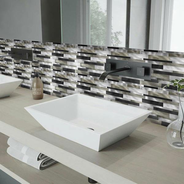 ENER-J Sleek Metallic Layers Peel & Stick Aluminum Tile, Size: 303 x 297 x 4 mm (Pack of 4)