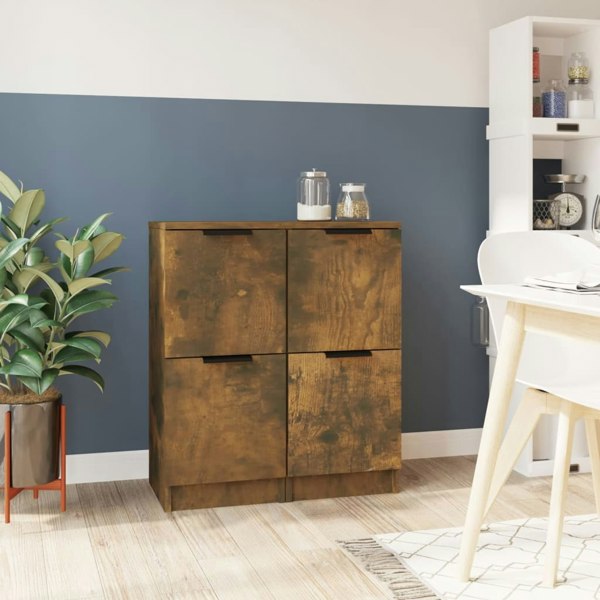 Berkfield Sideboards 2 pcs Smoked Oak 30x30x70 cm Engineered Wood