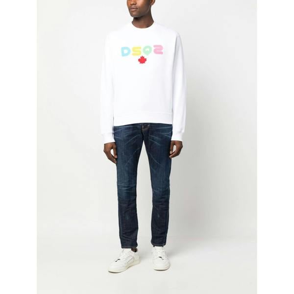 Dsquared DSQ2 Rainbow Applique Logo Sweatshirt   in  White
