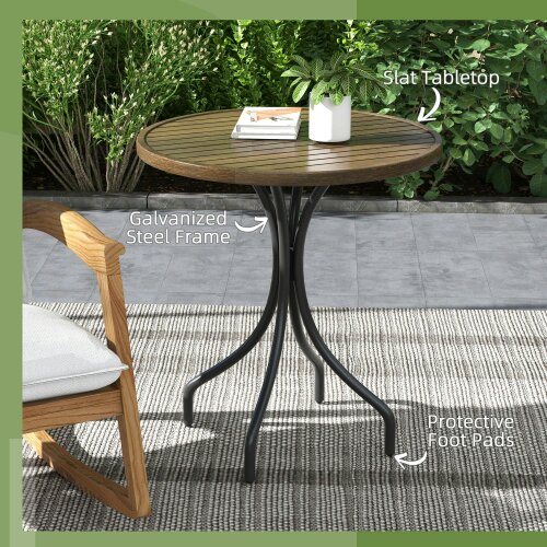 Wyld Haus Rabasu Galvanised Steel Brown Round Garden Bistro Table