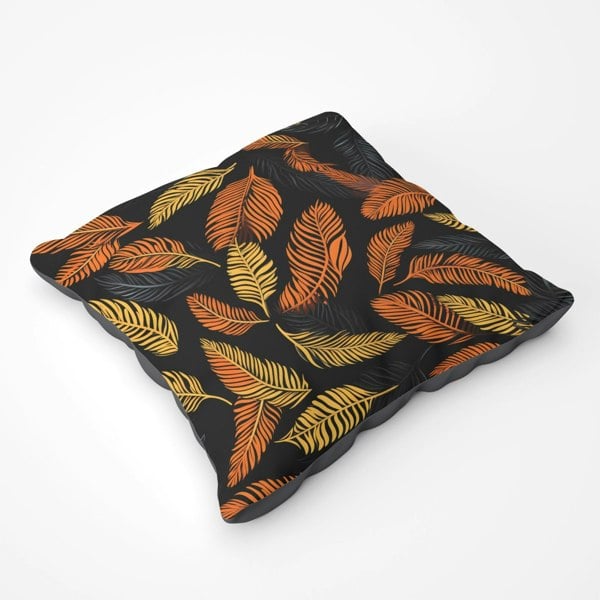 Warren Reed Orange Feather Leaves Floor Cushion