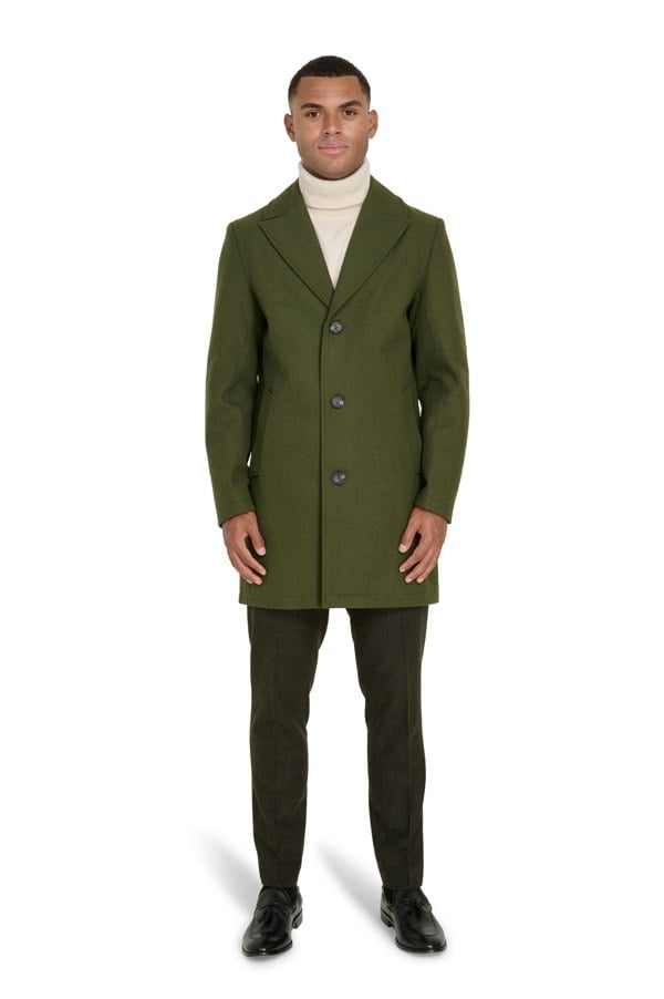 Harry Brown London Josh Wool Melton Overcoat - Khaki