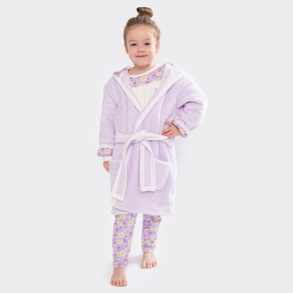 Luca and Rosa Dizzy Daisy Print Girls Lilac Dressing Gown