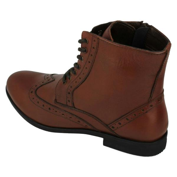 Leather Collection Ladies Leather Collection Brogue Lace Up Detailed Boots F4456