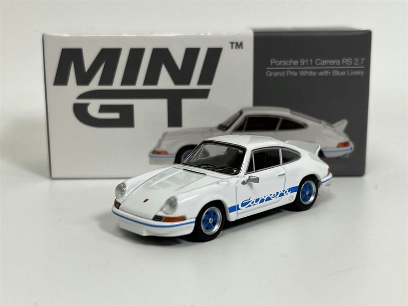 Mini GT Porsche 911 Carrera RS 2.7 Grand Prix White With Blue Livery 1:64 Mini GT MGT00715L