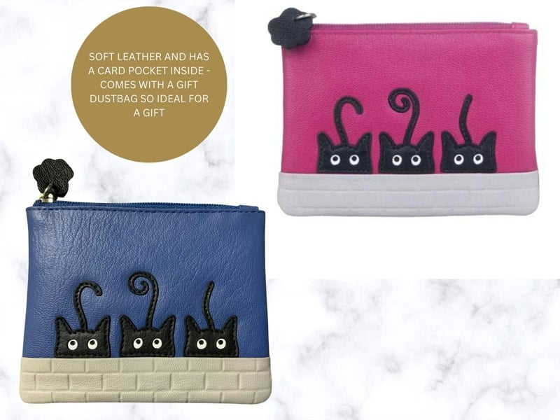 Mala Leather Peek-A-Boo Cats RFID Leather Coin Purse