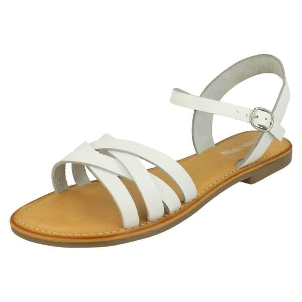 Leather Collection Ladies Leather Collection Flat Strappy Sandals F00196