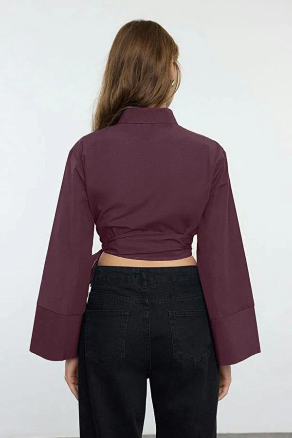 WOVCOR Regular Fit Woven Shirt with Tie Detail