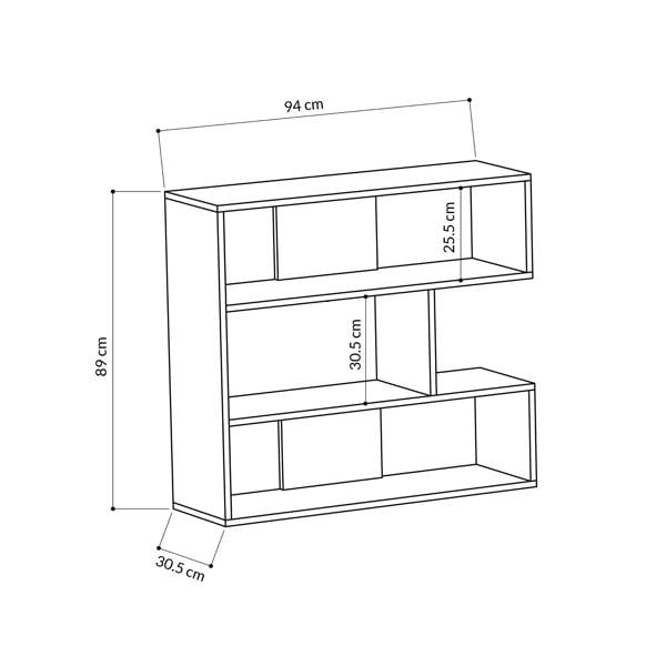 Decortie Molly Modern Corner Bookcase 3 Tier Room Divider Storage Unit Freestanding Melamine Finish 89cm