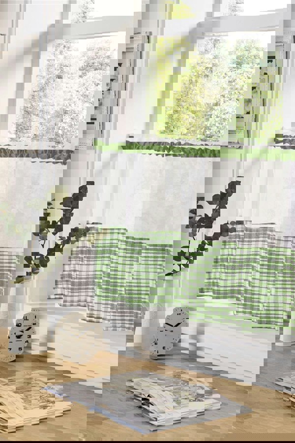 Alan Symonds Gingham Checked Kitchen Voile Curtain Café Panels