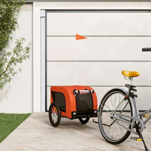 Berkfield Dog Bike Trailer Orange and Black Oxford Fabric and Iron