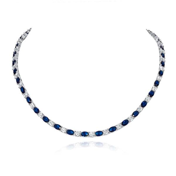 namana Blue Tennis Necklace for Women in 925 Sterling Silver