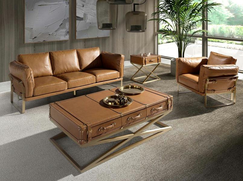 Angel Cerdá Camel leather sofa 6229/6230