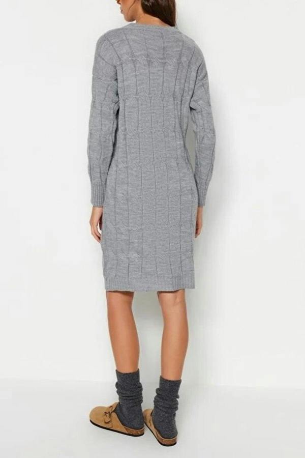 WOVCOR Mini Crew Neck Knit Dress