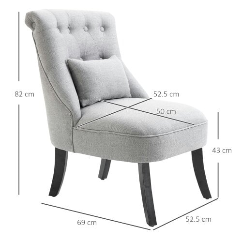 Wyld Haus Lifasu Fabric Grey Tub Style Accent Chair With Pillow And Solid Wood Legs