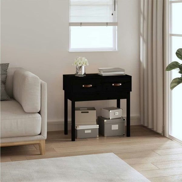 Berkfield Console Table Black 76.5x40x75 cm Solid Wood Pine
