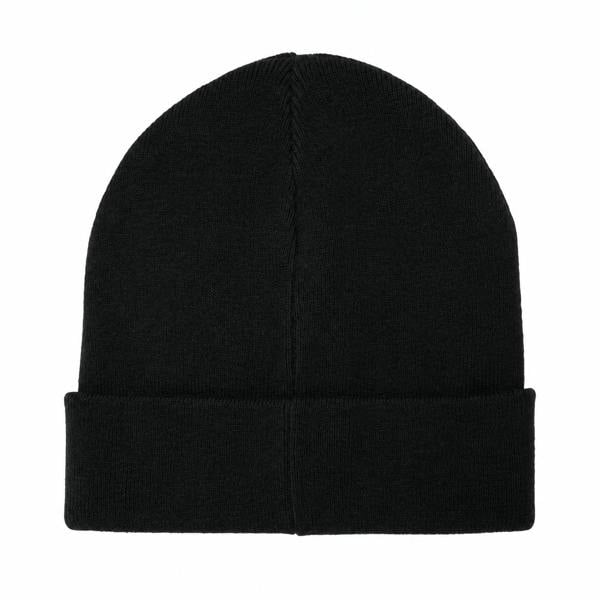 Black Barbour International Sensor Legacy beanie hat with a ribbed knit design and a folded cuff.