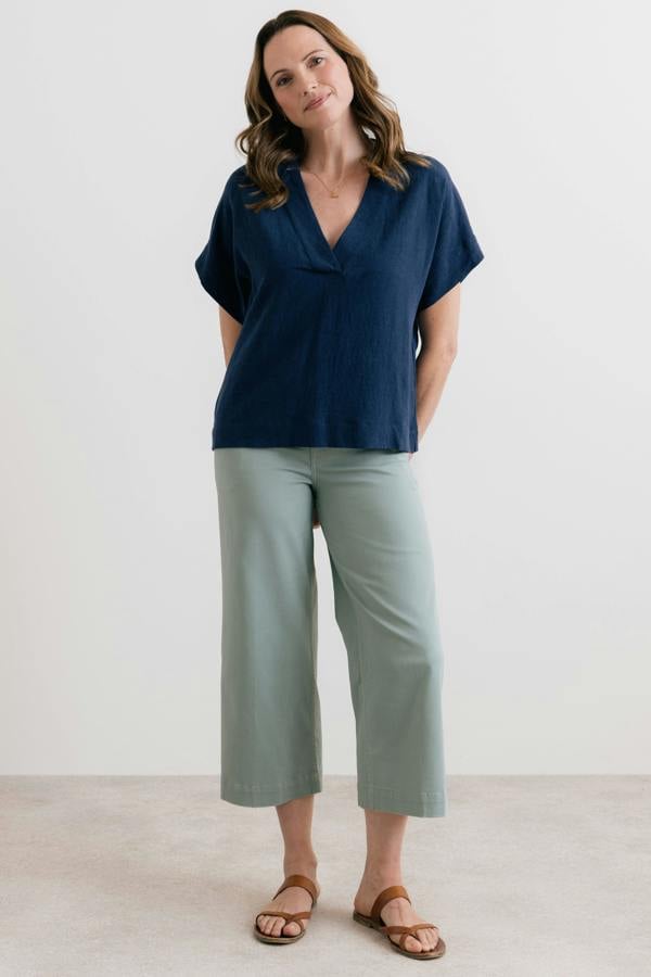 Lily & Me Orchard Linen Blend Shell Top Navy