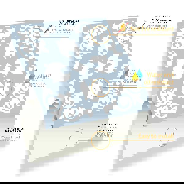 WT1555 - Triana Blue Grey Cemente Spanish Wall Tile Sticker Set - 15 cm x 15 cm - 24 pcs