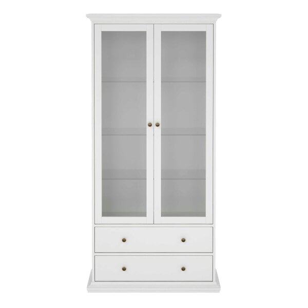 Wyld Haus Osaka Farmhouse White Wooden China Cabinet 2 Drawers 2 Doors 3 Shelves