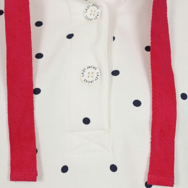 Lazy Jacks LJ14 - Ladies Polka Dot Button Neck Sweatshirt - Chalk