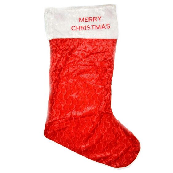 Shatchi 88cm Giant Red and White Christmas Stockings with Soft Plush Finish, Festive Decoration Set