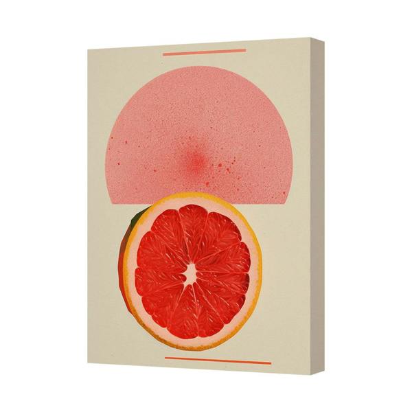 Benjamin Tate Design Contemporary Grapefruit Canvas Print Wall Art Stretched On Deep Wooden Frame