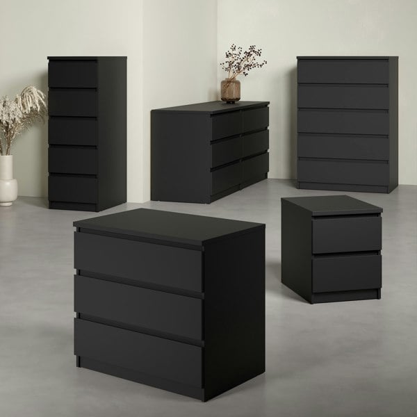 Furniture To Go Naia Bedside 2 Drawers in Matt Black