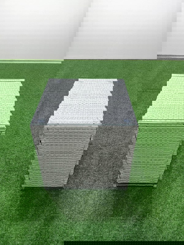 Fimous Garden Outdoor Furniture Set 6 Seater Rattan Sofa Set with Big Footstool Armchair 2 Side Tables Light Grey Mixed