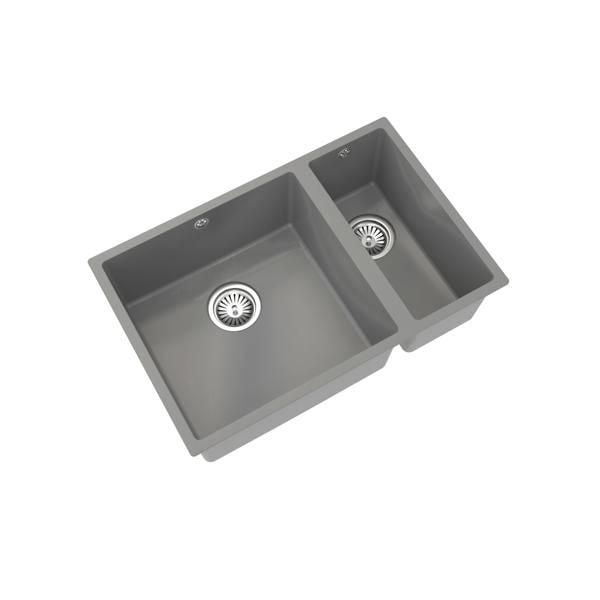Flode Vänern | 1.5 Bowl Comite Kitchen Sink | Undermounted | Strainer Wastes Supplied | Matt Grey Finish